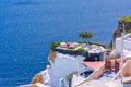 Tarrace with view of Aegean Sea in Oia. Santorini Royalty Free Stock Photo