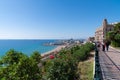 Tarragona port, coast and Mediterranean sea with tourists and visitors Costa Dorada Catalonia