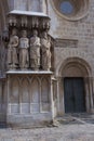 Tarragona, Spain, March 1, 2020 - sculptures of saints on Cathedral facade