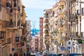 TARRAGONA, SPAIN - MAY 1, 2017: City landscape. City street leading to the waterfront. Urban perspective.