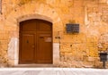 TARRAGONA, SPAIN - MAY 1, 2017: The door of Colla de Castellers Xiquets de Tarragona. Copy space for text.