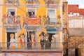 TARRAGONA, SPAIN - MAY 1, 2017: Editorial photos at home in Tarragona with a fake painted facade. Close-up.