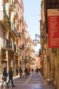 TARRAGONA,SPAIN - MAY 1, 2017: European street. Vertical.
