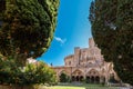 TARRAGONA, SPAIN - OCTOBER 4, 2017: View of the courtyard of the Tarragona Cathedral Catholic cathedral on a sunny day. Copy spa