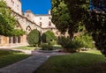 TARRAGONA, SPAIN - OCTOBER 4, 2017: View of the courtyard of the Tarragona Cathedral Catholic cathedral on a sunny day. Copy spa