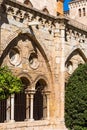 TARRAGONA, SPAIN - OCTOBER 4, 2017: View of the courtyard of the Tarragona Cathedral Catholic cathedral on a sunny day. Copy spa Royalty Free Stock Photo