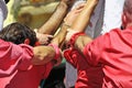 Castells, human towers in Tarragona, Spain