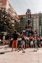 Tarragona, Spain 09 September 2018: A colles castelleres are in training