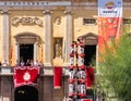 TARRAGONA, SPAIN - SEPTEMBER 17, 2017: Santa Tecla holiday, those typical catalan human towers are performed in Plaza de la Font.