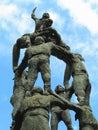 TARRAGONA, SPAIN - 06.07.2022:Statue of Castellers celebrate the colles castelleres