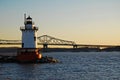 Tarrytown Lighthouse and old Tappan Zee Bridge Royalty Free Stock Photo