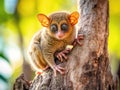 Tarsier monkey (Tarsius Syrichta) on the tree