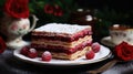 Tart with berries jam. Exquisite linzer cake with raspberry jam