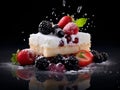 tart cake with cream and berries on top, ai generative Royalty Free Stock Photo