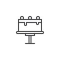 Tart on cake stand line icon