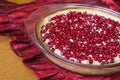 Tart with custard and pomegranate. Royalty Free Stock Photo