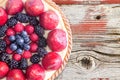 Tart with Fresh Berries on Rustic Wooden Table Royalty Free Stock Photo