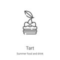 tart icon vector from summer food and drink collection. Thin line tart outline icon vector illustration. Linear symbol for use on