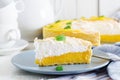 Tart with lemon curd and meringue. Lemon pie. Royalty Free Stock Photo