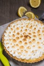 Tart with lemon and a soft Italian meringue Royalty Free Stock Photo