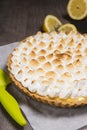 Tart with lemon and a soft Italian meringue Royalty Free Stock Photo