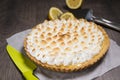 Tart with lemon and a soft Italian meringue Royalty Free Stock Photo