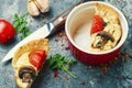 Tart with tomato and mushrooms Royalty Free Stock Photo