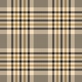 Tartan check pattern in black, gold brown, beige for autumn winter. Seamless herringbone textured glen plaid graphic for skirt. Royalty Free Stock Photo