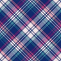 Tartan check pattern in blue, magenta pink, teal green for spring summer autumn winter. Seamless large beautiful herringbone plaid Royalty Free Stock Photo