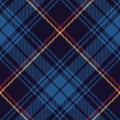 Tartan check pattern seamless in blue, red, yellow. Textured autumn winter plaid graphic vector background for flannel shirt.