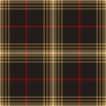 Tartan check pattern texture in gold, red, brown, beige. Seamless simple herringbone check vector for for flannel shirt, scarf. Royalty Free Stock Photo