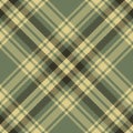 Tartan check pattern vector in olive green and brown. Classic herringbone plaid graphic for flannel shirt, scarf, blanket, skirt.