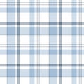 Tartan check pattern vector in pastel blue and white. Seamless herringbone plaid for flannel shirt, skirt, tablecloth.