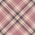 Tartan check pattern vector in pink and grey. Classic herringbone plaid graphic for flannel shirt, scarf, blanket, skirt.