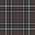 Tartan check plaid pattern in black, grey, red. Seamless classic Scottish Thomson tartan vector in custom colors.
