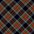 Tartan check plaid pattern Stewart Black #3. Traditional Scottish multicolored dark pixel plaid for flannel shirt, skirt, blanket.