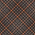 Tartan Check Plaid Pattern Tweed In Dark Brown And Orange. Autumn Winter Herringbone Fashion Check Plaid Graphic Background.