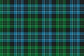 Dark seamless pattern of green and blue on black colors tartan ornament for textile texture Royalty Free Stock Photo