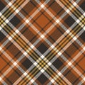 Tartan pattern autumn vector in brown, orange, yellow, off white. Seamless multicolored herringbone check plaid graphic. Royalty Free Stock Photo