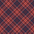 Tartan pattern in blue, red, white. Herringbone seamless vector check plaid for menswear and womenswear. Royalty Free Stock Photo