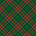 Tartan pattern Christmas multicolored in green, red, yellow, black, blue, white. Seamless dark traditional Stewart plaid vector.