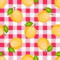Tartan plaid with apricots seamless pattern