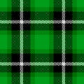 Plaid black white line fabric texture green background seamless pattern, Vector illustration. Royalty Free Stock Photo