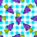 Tartan plaid and grapes seamless pattern