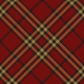 Tartan plaid pattern abstract tweed in black, red, brown gold. Seamless glen check background vector for jacket, coat, skirt. Royalty Free Stock Photo