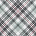 Tartan plaid pattern background. Seamless diagonal check plaid graphic in pink and grey. Royalty Free Stock Photo