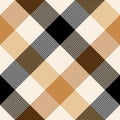 Tartan plaid pattern in black, gold, brown, beige. Herringbone textured seamless large check plaid for flannel shirt, skirt, scarf Royalty Free Stock Photo