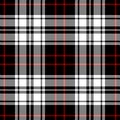 Tartan plaid pattern in black, white, red for autumn winter. Seamless dark pixel textured check plaid graphic for flannel shirt.