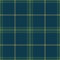 Tartan plaid pattern in blue, green, gold. Seamless herringbone textured dark check plaid for flannel shirt, skirt, blanket. Royalty Free Stock Photo