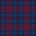 Tartan plaid pattern in blue and red. Dark textured seamless checked plaid for flannel shirt, blanket, throw, duvet cover. Royalty Free Stock Photo